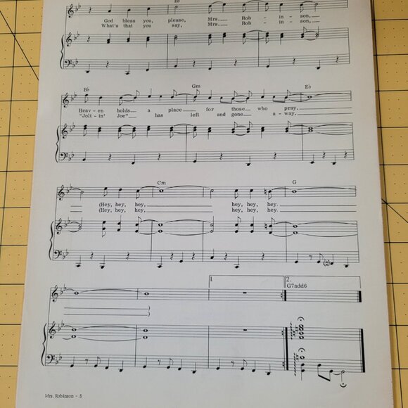 Mrs. Robinson Sheet Music 1968 Simon & Garfunkel From Motion Picture - Picture 2 of 2